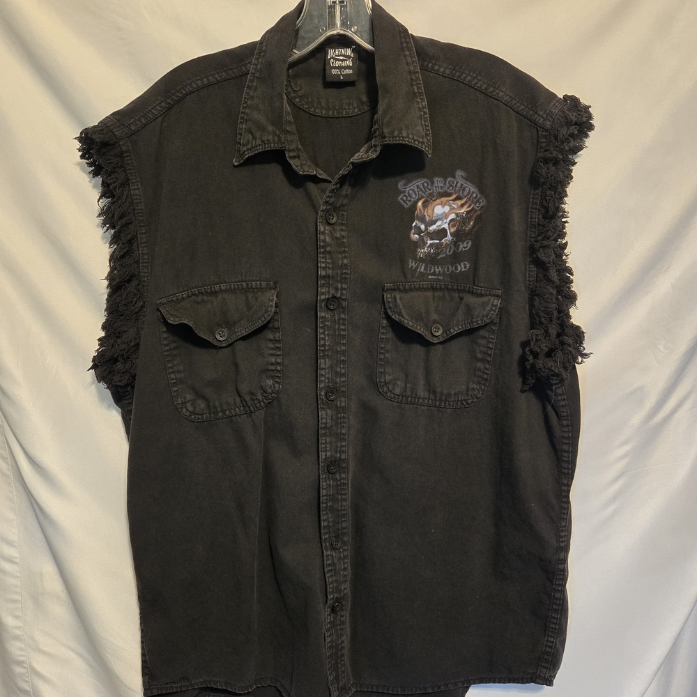 Harley davison Roar to the shore. Men's black motorcycle shirt.